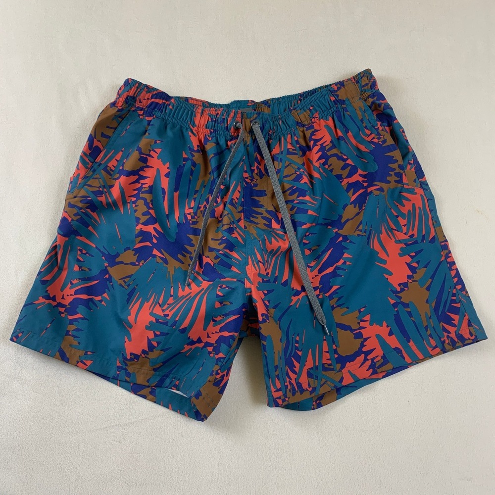 Prana Breathe Mens XL Board Shorts Teal Coral Tropical Palm Print M31210627
